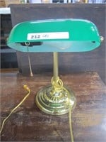 NEW GREEN GLASS DESK LAMP 14 INCHES TALL