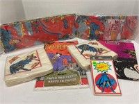 Batman, tablecloths napkins, and Superman gift