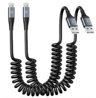 Coiled Lightning Cable-3Ft, Pack of 2