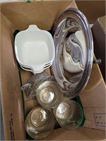 Glasses, tray, ceramic bowls