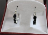 2ct genuine onyx hoop earrings
