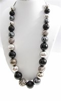 David Yurman Sterling, Onyx, Hematite Necklace