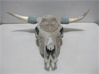 23"x 15.75"x 8.25" Sand Painted Cow Skull