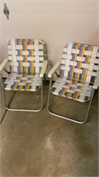 Pair Vtg aluminum folding chairs