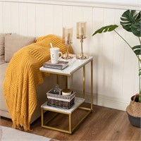 Becko US Gold Side Table with Faux Marble Top, 2