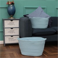 Sea Team Oval Cotton Rope Woven Storage Basket wi