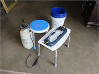 Sprayer, Bucket & Stool Lot