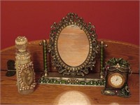 Vanity Mirror - Clock and Bottle