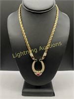18K YELLOW GOLD PINK AND GREEN TOURMALINE NECKLACE
