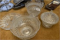 COVERED PRESS GLASS CANDY, EGG PLATE