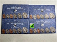 (4) 1991 Uncirculated Mint Sets