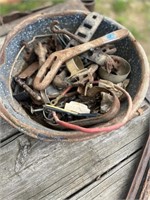 Vintage tools in metal bucket