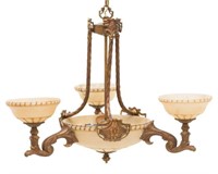 ART DECO COPPER-TONE SIX-LIGHT CHANDELIER