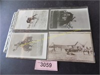 Four early 1900 Rodeo Western Cowboy postcards