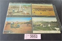 Four early 1900 Rodeo Western Cowboy postcards