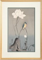 Ohara Koson "Kingfisher & Lotus Blossom" Woodblock