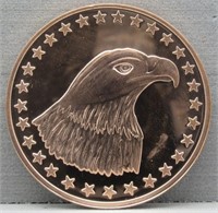 Copper .999 Fine Bald Eagle One AVDP Ounce Coin.