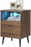 Lvifur LED Nightstand 3 Color Dimmable with 2 Draw