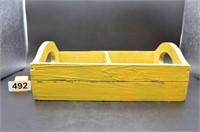Yellow painted wooden 2 compartment crate