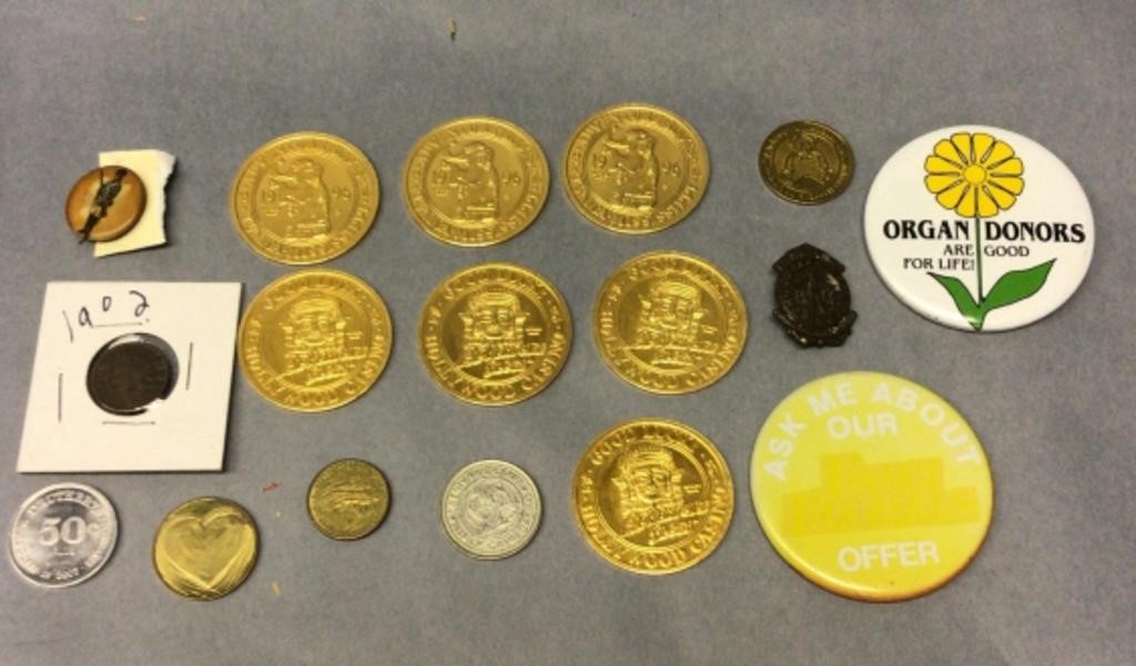 Coins, tokens  and pins