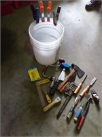 Tools & clamps in bucket
