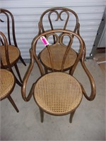 Six lovely bentwood cane bottom chairs two are