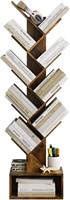 Tajsoon 9 Tier Tree Bookshelf  Rustic Brown