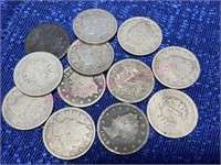 (12) Old Liberty Head "V" Nickels (various)