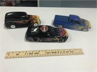 3 Harley Davidson Die Cast Model Cars