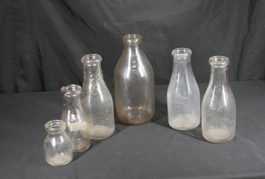 Vintage Milk Bottles with Markings