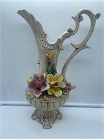Ornate decorative Capodimonte pitcher- repaired