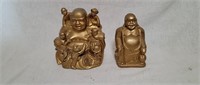 2 Gilded Carved Wood Buddha Statues