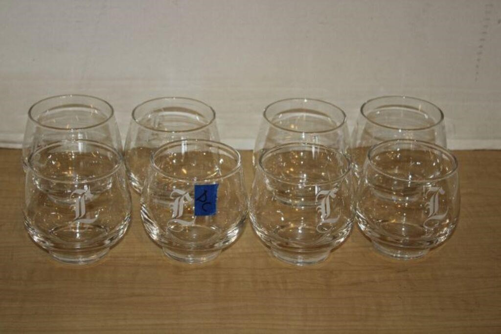 SET OF 8 LOW BALL "L" GLASSES