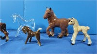 Porcelain & Glass Horses (1 leg broken)