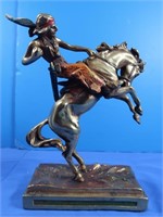 Armor Bronze Corp Horse/Indian Statue