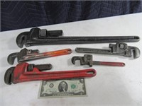 (5) Nice USA Pipe Wrenches Tools RIDGID USA