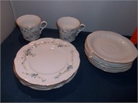 BIN- Vtg China Blue Floral Plates, Cups, Saucers