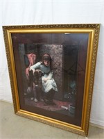 Matted Framed Girl with Dog Print