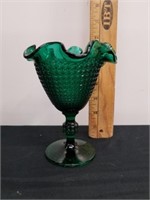 Beautiful 6.5 inch green vintage glass
