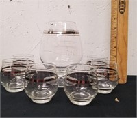 Vintage crafts with six glasses silver colored
