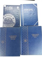 (4) Canadian Nickel Books Pre1966 (170+/- Coins)