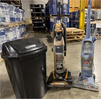 Vacuum, hard floor cleaner and trash can