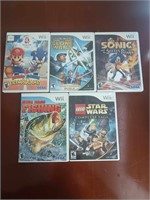 LOT OF 5 ASSORTED WII GAMES MULTIPLE GENRES