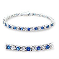 Round 5.00ct Sapphire & Topaz Tennis Bracelet