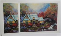 (2) Prints of Cottage Artwork by Stephen Newby