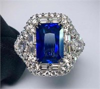 5.9ct Royal Blue Sapphire Ring 18K Gold