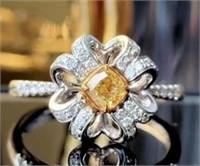 0.3ct Natural Yellow Diamond Ring 18K Gold