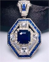 3.2ct Royal Blue Sapphire Pendant 18K Gold