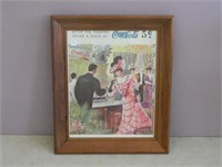 Coca-Cola Advertising Print in Oak Frame