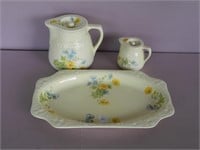 Crooksville Pottery Tray, Pitcher and Creamer
